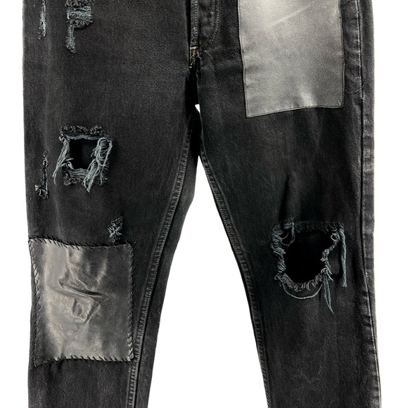 Reformation x Levis Redone Women Jeans 30in Waist 501 Black Distressed Grunge - Picture 3 of 16